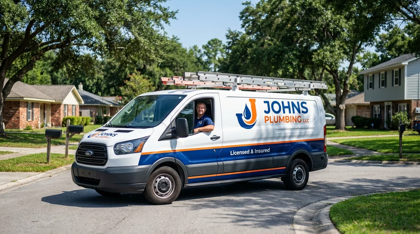 Johns Plumbing LLC service van in Rogersville, AL
