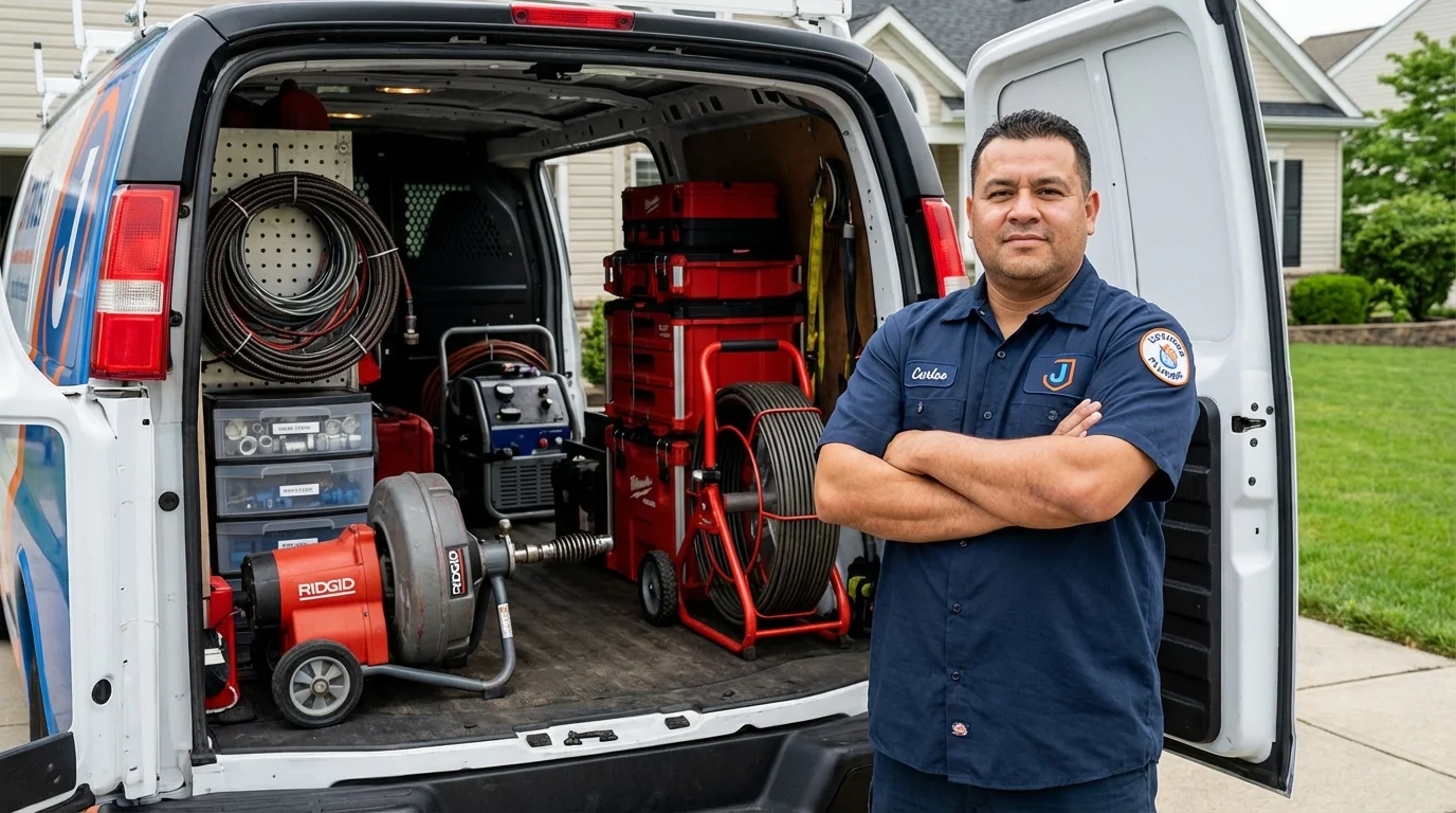 Professional drain cleaning equipment and Johns Plumbing LLC plumber in Rogersville