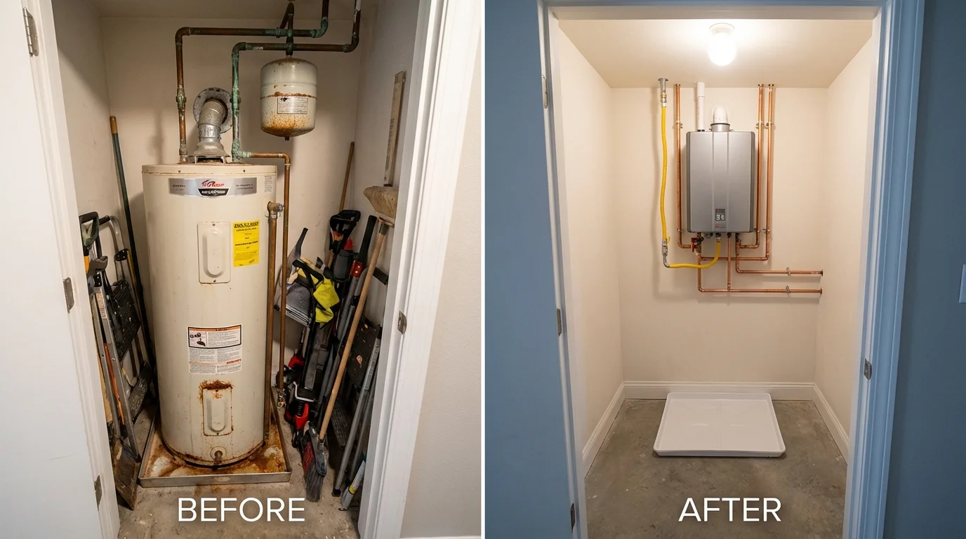 Tank water heater versus wall-mounted tankless unit comparison for Rogersville, AL homeowners